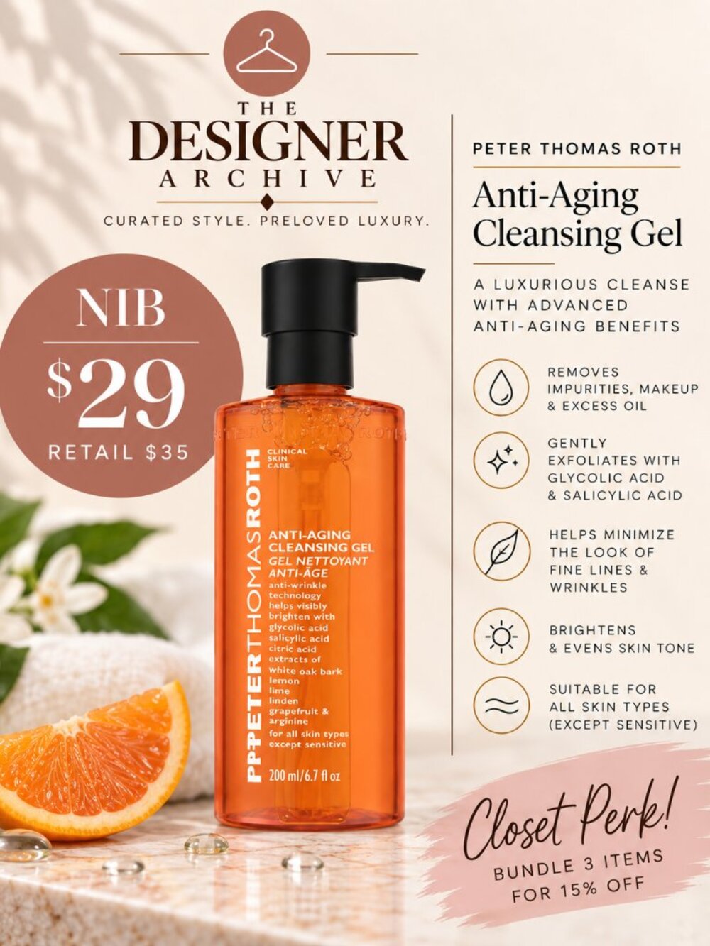 NIB Peter Thomas Roth Anti-Aging Cleansing Gel